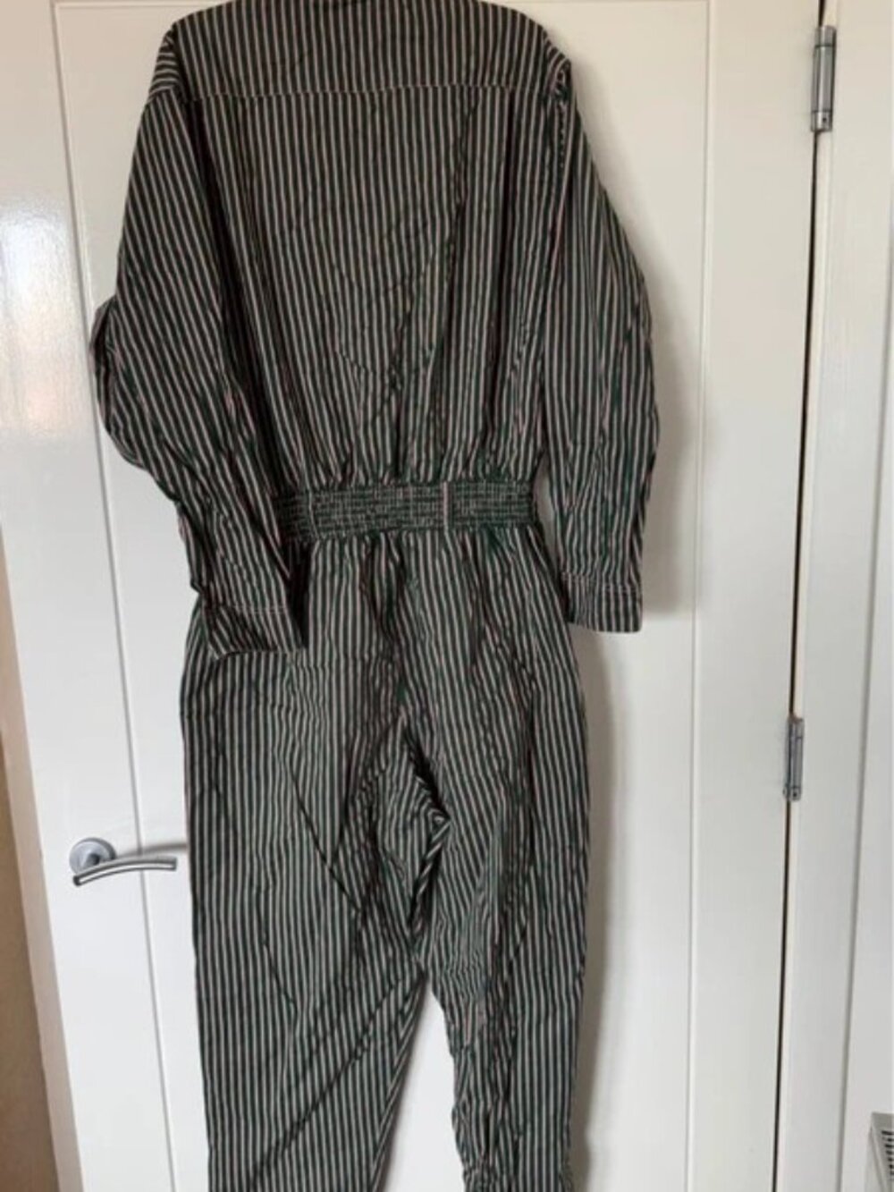 Lucy & Yak Frankie Boilersuit Pink Posy Green Pinstripe UK Large - Picture 7 of 9